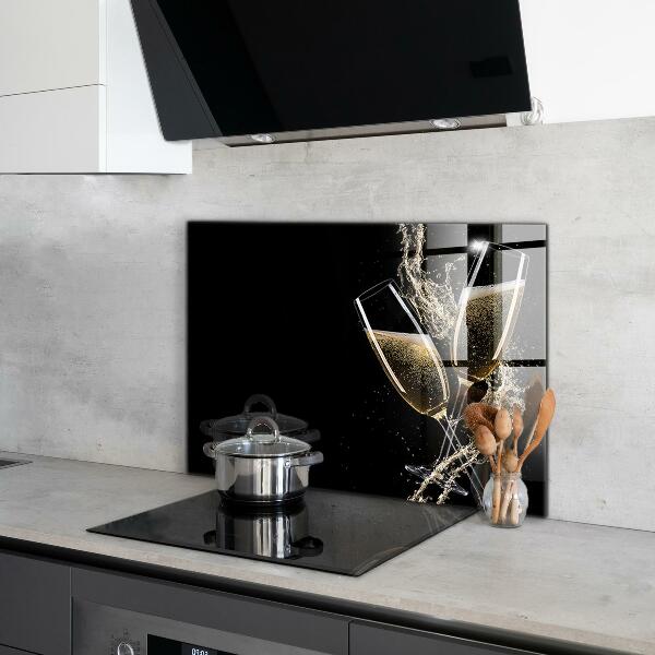 Kitchen wall panels Champagne night toast