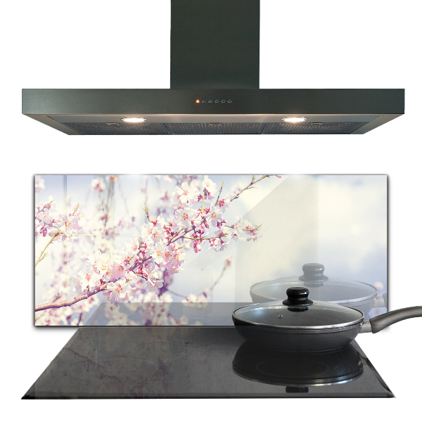 Kitchen glass panel Delicate pink flowers