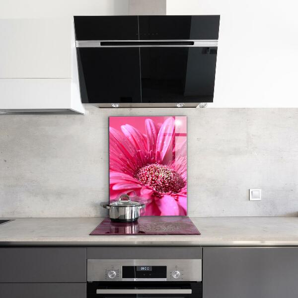 Kitchen glass panel Pink flower nature details