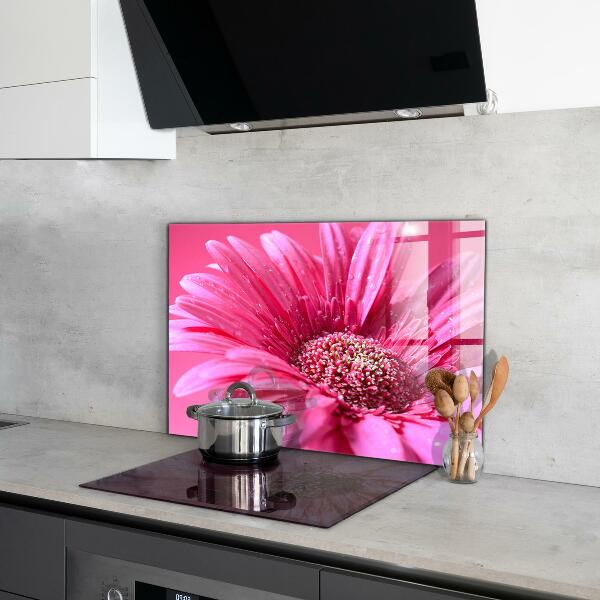Kitchen glass panel Pink flower nature details