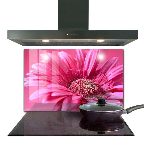 Kitchen glass panel Pink flower nature details