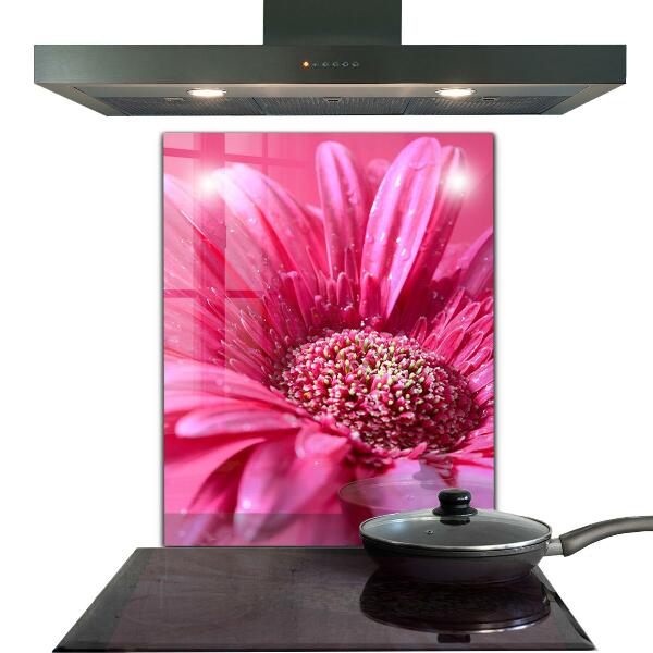 Kitchen glass panel Pink flower nature details