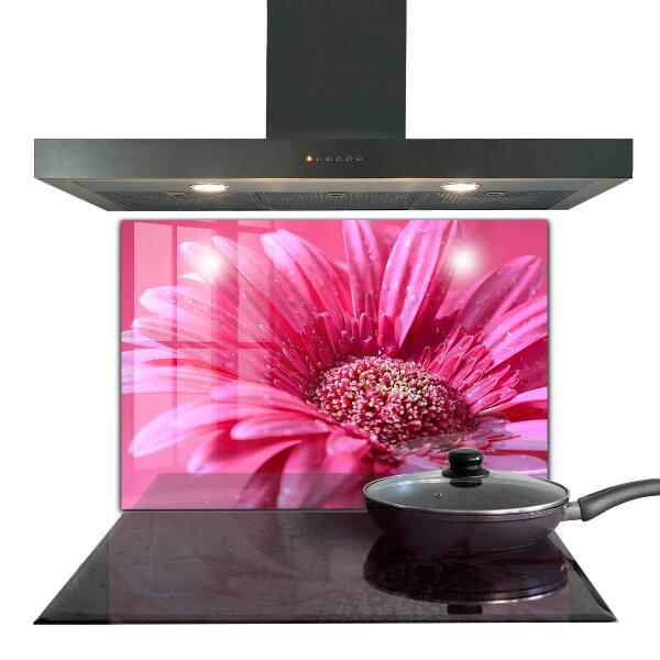 Kitchen glass panel Pink flower nature details