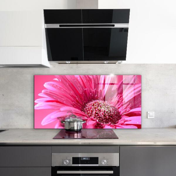 Kitchen glass panel Pink flower nature details