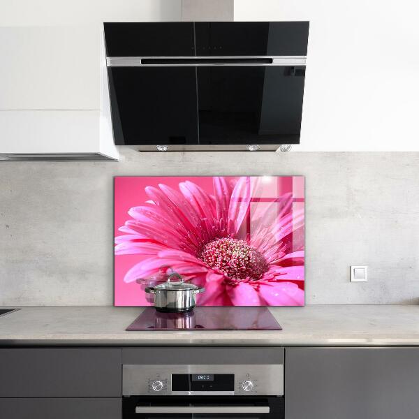 Kitchen glass panel Pink flower nature details