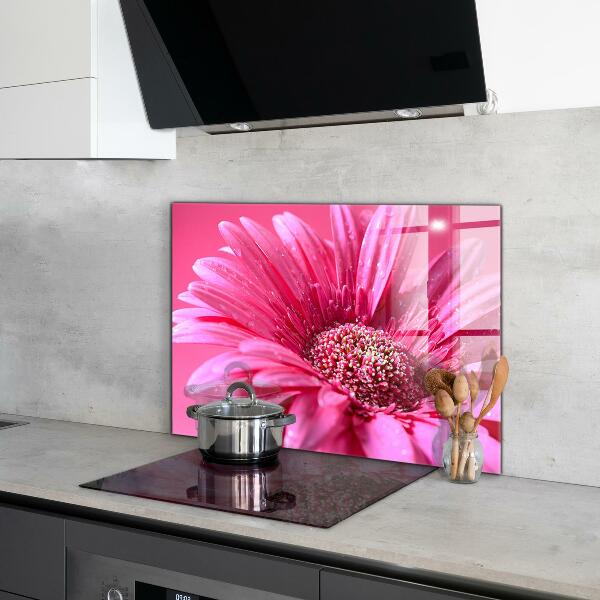 Kitchen glass panel Pink flower nature details