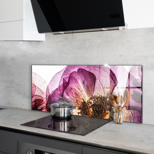 Kitchen glass panel Delicate flowers details