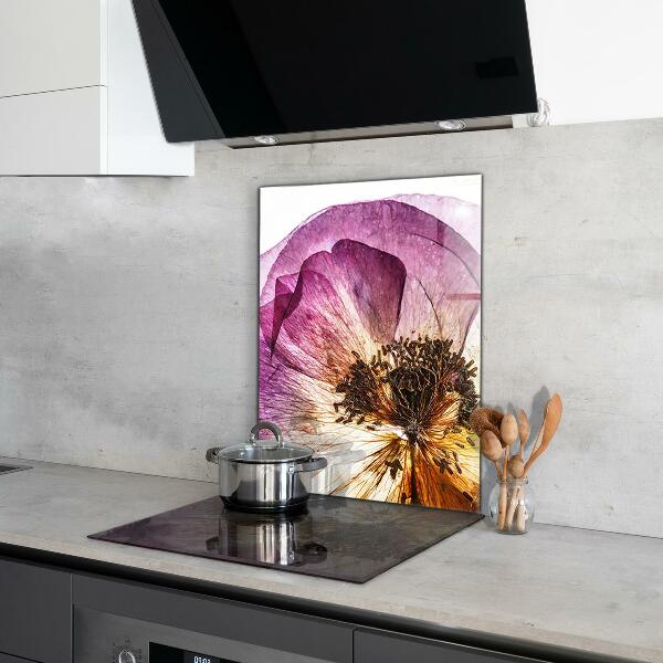 Kitchen glass panel Delicate flowers details