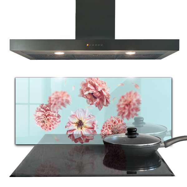 Kitchen glass panel Flowers aerial composition