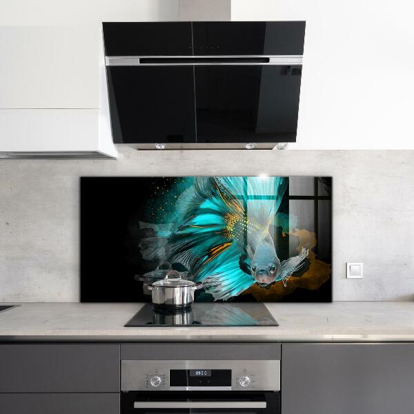 Kitchen wall panels Tropical fighting fish
