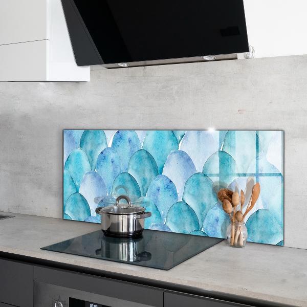 Hob splashback Watercolor scales blue pattern