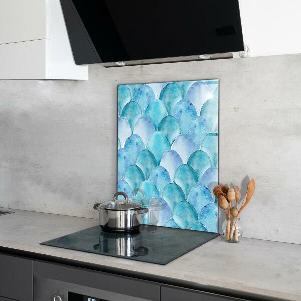 Hob splashback Watercolor scales blue pattern