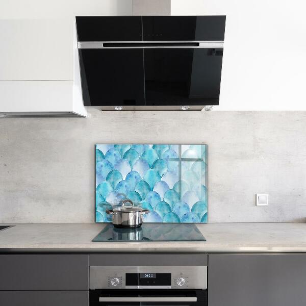 Hob splashback Watercolor scales blue pattern