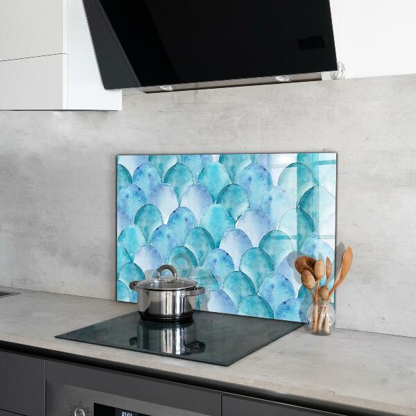 Hob splashback Watercolor scales blue pattern