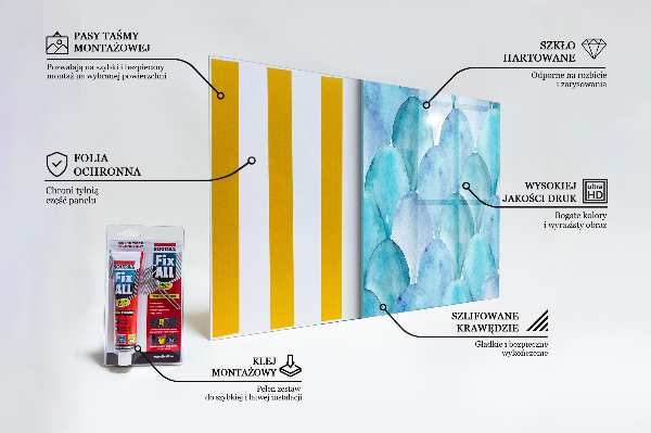 Hob splashback Watercolor scales blue pattern