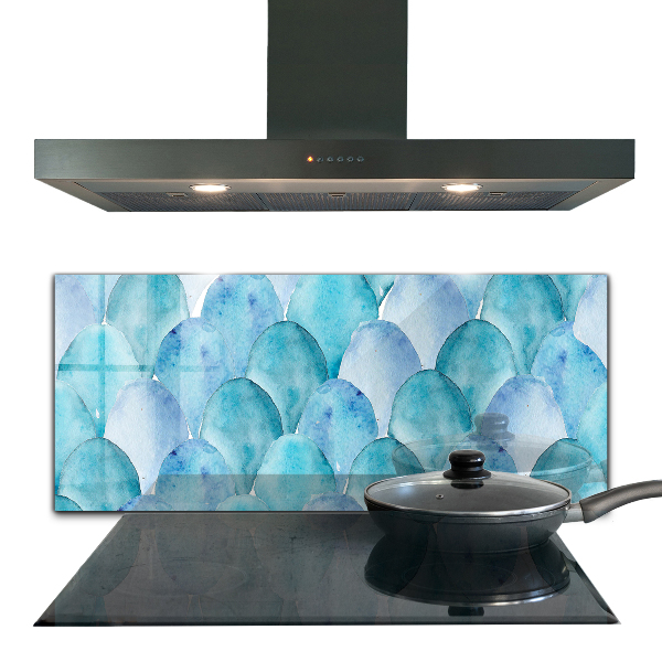 Hob splashback Watercolor scales blue pattern