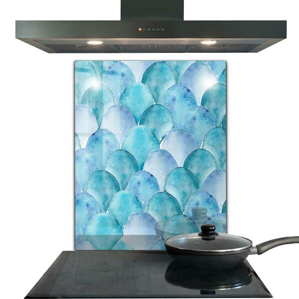 Hob splashback Watercolor scales blue pattern