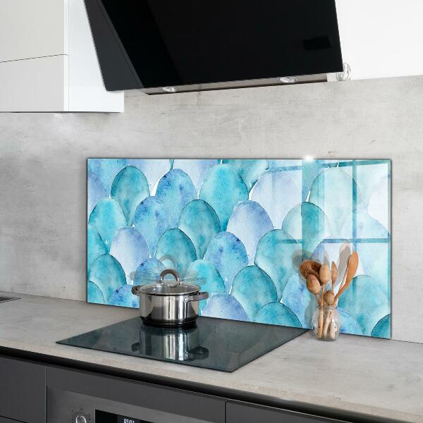 Hob splashback Watercolor scales blue pattern