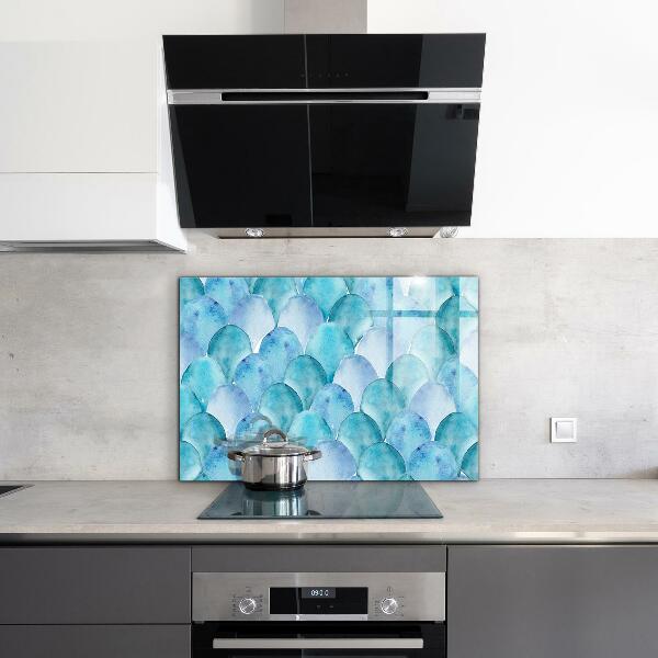 Hob splashback Watercolor scales blue pattern