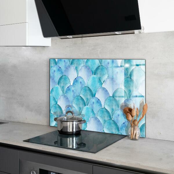 Hob splashback Watercolor scales blue pattern