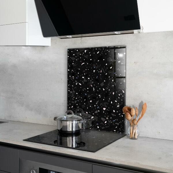 Kitchen glass panel Black marble terrazzo terazzo