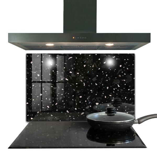 Kitchen glass panel Black marble terrazzo terazzo