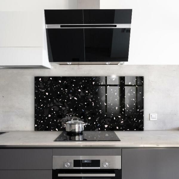 Kitchen glass panel Black marble terrazzo terazzo
