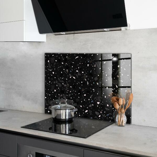 Kitchen glass panel Black marble terrazzo terazzo