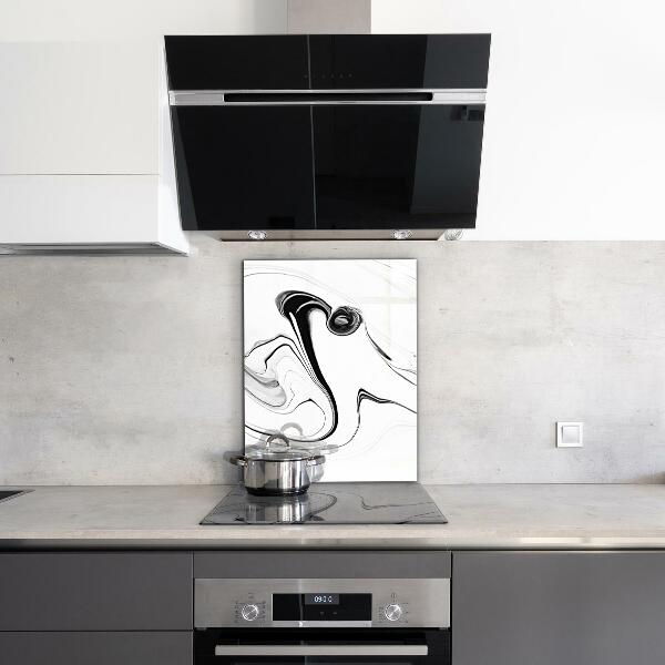 Hob splashback White marble black lines