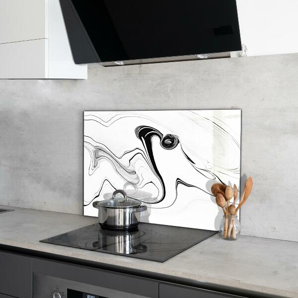 Hob splashback White marble black lines