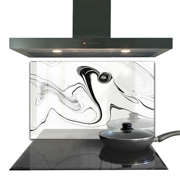 Hob splashback White marble black lines
