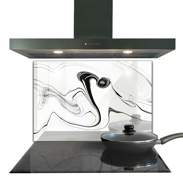 Hob splashback White marble black lines