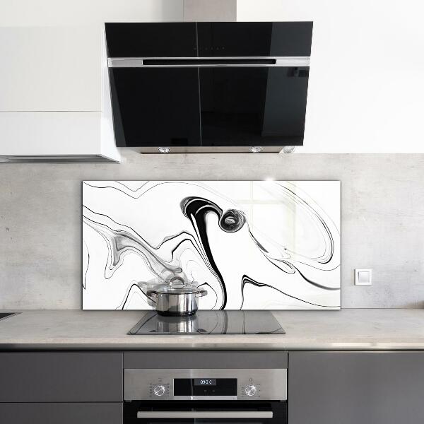 Hob splashback White marble black lines