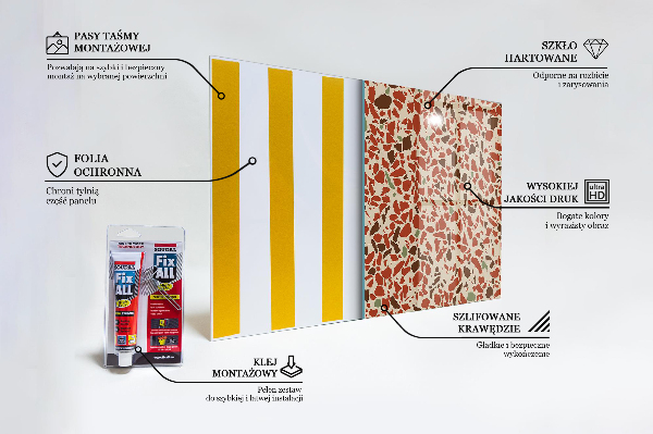 Kitchen glass panel Terrazzo stone structure