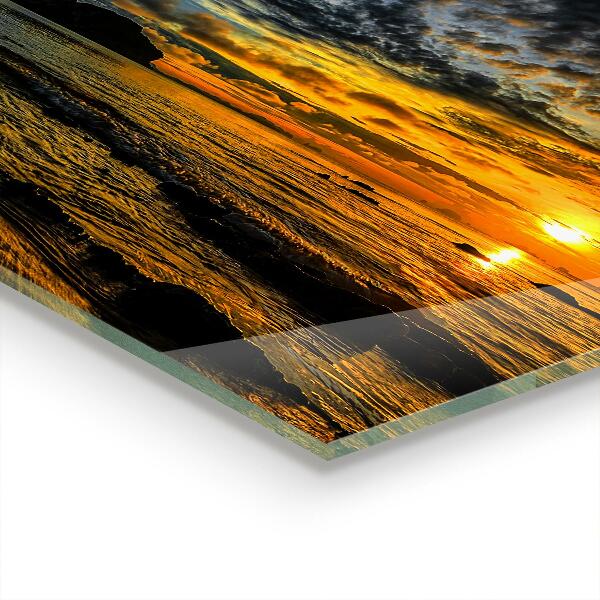 Kitchen glass panel Sunset by the sea