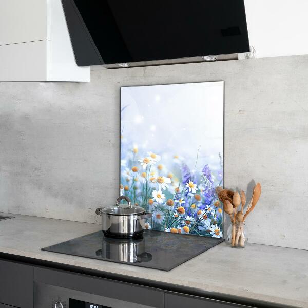Kitchen glass panel Summer meadow butterfly flower