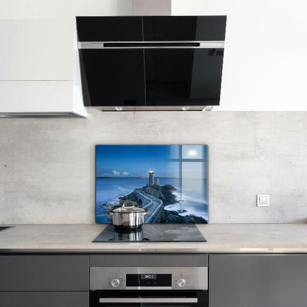 Kitchen glass panel Lighthouse at dusk