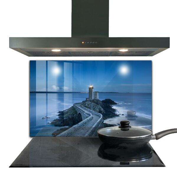 Kitchen glass panel Lighthouse at dusk