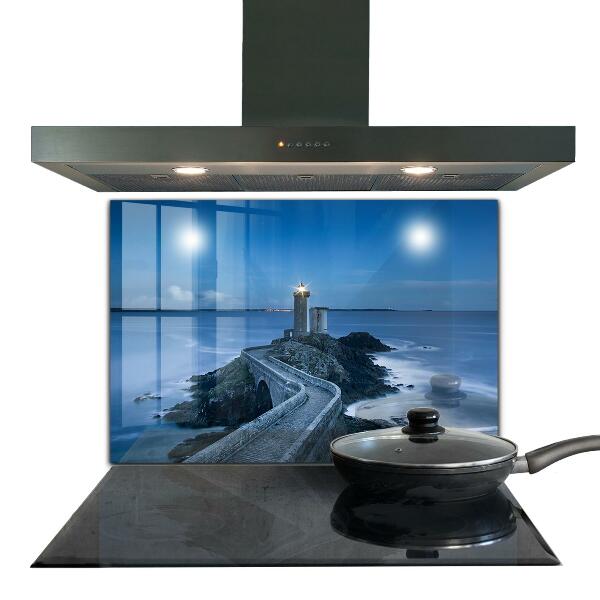 Kitchen glass panel Lighthouse at dusk