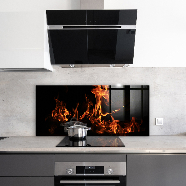 Oven splashback Hot flames of a campfire