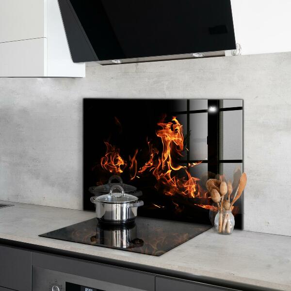 Oven splashback Hot flames of a campfire