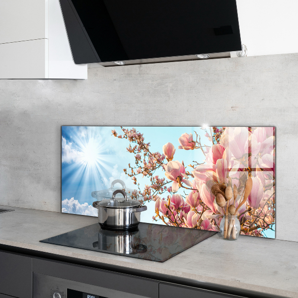 Kitchen wall panels Blooming magnolia