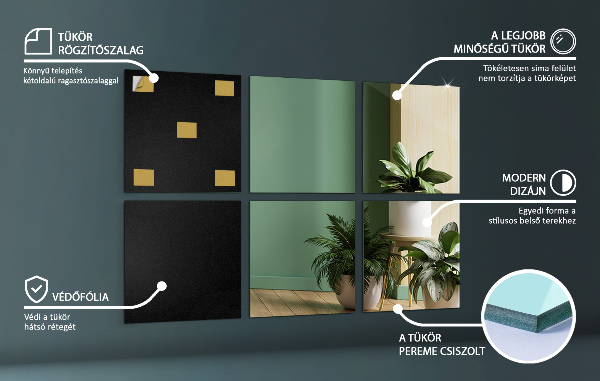 Self adhesive mirror squares 6 pcs 12x12 in (6 pcs 30x30 cm)