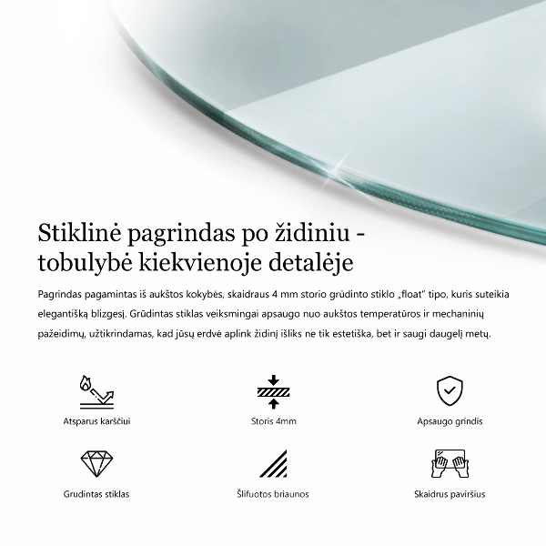 Glass hearth 39x39 in (100x100 cm)