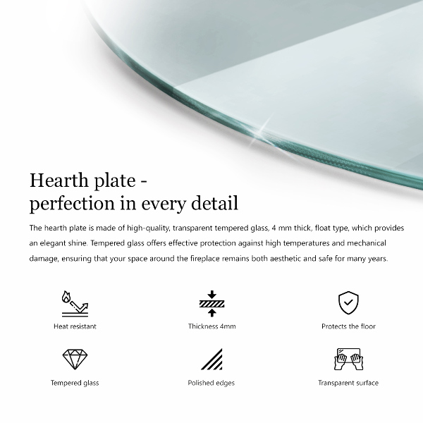 Glass hearth 39x39 in (100x100 cm)