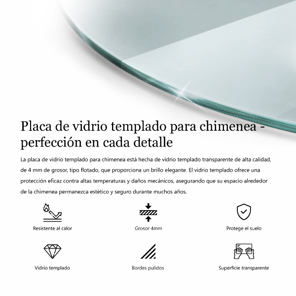 Glass hearth 39x39 in (100x100 cm)