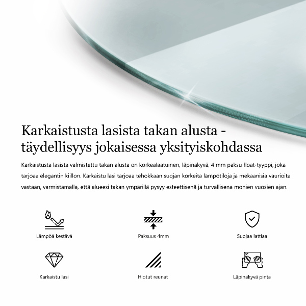 Glass hearth 39x39 in (100x100 cm)