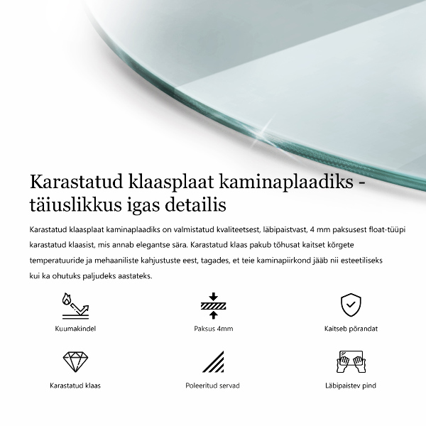 Corner glass hearth fi20 in (fi50 cm)