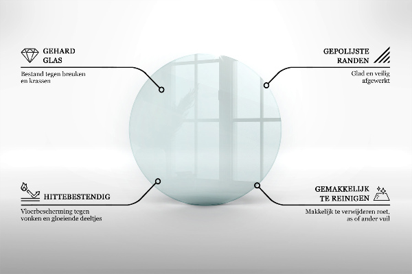 Corner glass hearth fi24 in (fi60 cm)