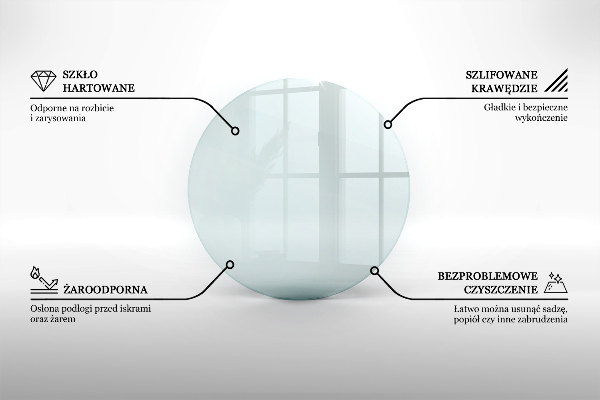 Corner glass hearth fi24 in (fi60 cm)